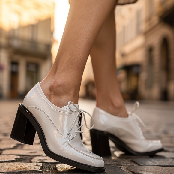 Franco Sarto Other - NEW Franco Sarto L-Preston White Heel Oxford Shoes 8M NIB